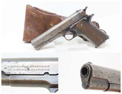 World War I Us Army Marked Colt Model 1911 45 Cal Semi Auto Pistol