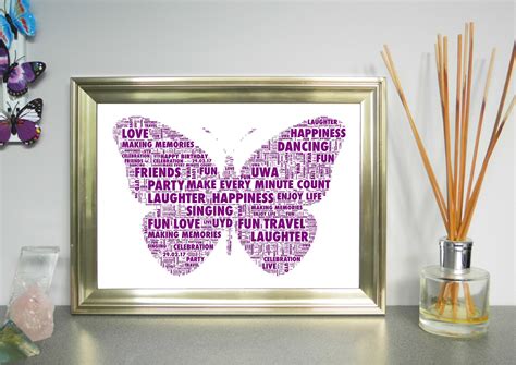 Personalised Butterfly Word Art Print Free Uk Pandp Etsy Uk