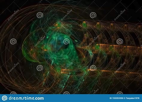 Abstract Fractal Modern Curve Chaos Science Flame Design Glowing Stock