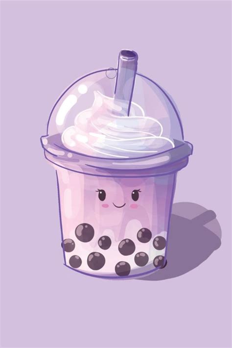 Taro Boba Cute Illustration Boba Illustration Kawaii Drawing Purple