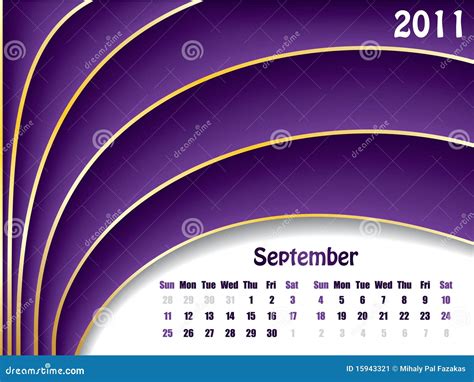 September 2011 Wave Calendar Stock Vector Illustration Of Calendar