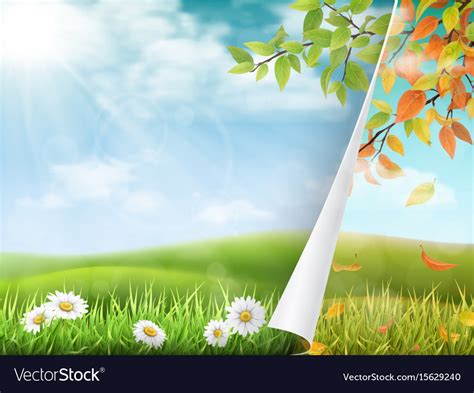 Change seasons from summer to autumn Royalty Free Vector