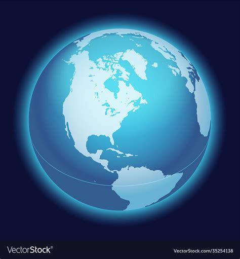World Globe Map North America Centered Map Vector Image