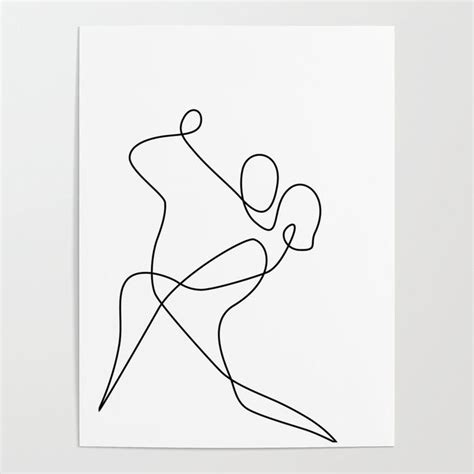 Minimal Line Dance Art Poster By Marta Olga Klara 18 X 24