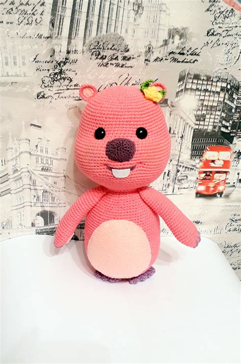Pororo Toy Crochet Loopy Beaver Crochet Pink Beaver Little Etsy