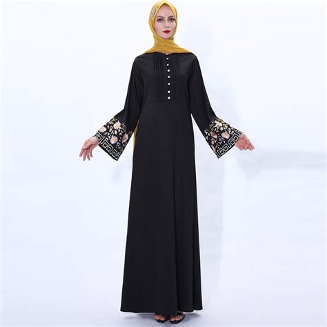 Women Women Long Sleeve Muslim Arab Jilbab Abaya Crepe Islamic Long Maxi Dress Kaftan Womens