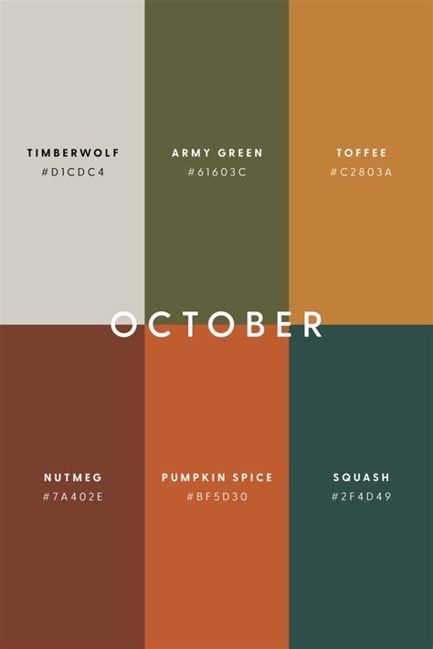 The Color Scheme For October Is Shown In Different Colors