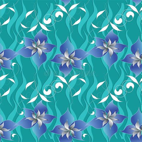 Turquoise Floral Damask Seamless Pattern Stock Illustrations 1087