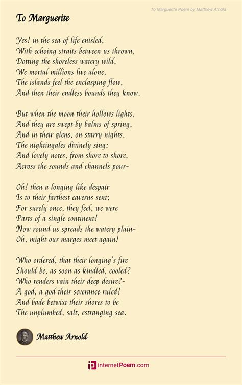 To Marguerite Poem By Matthew Arnold