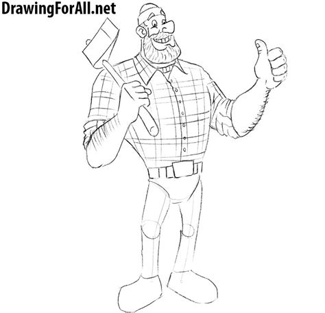 Looking for easy pictures to draw? How to Draw Paul Bunyan | Drawingforall.net