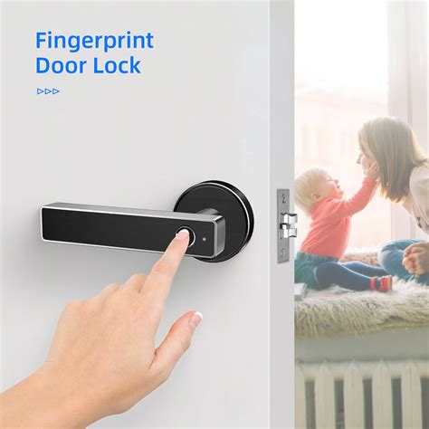Smart Biometric Thumbprint Room Door Locks Electronic Front Black