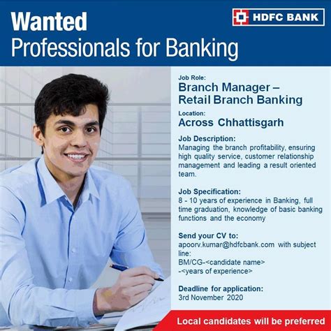 June 1, 2021 full time. vacancy for branch manager Retail branch banking in hdfc ...