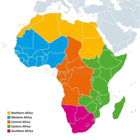 Mapa De Las Regiones De África Con Los Solos Países Ilustración Del