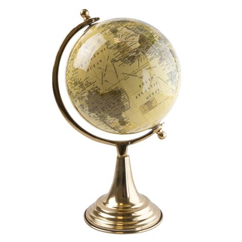Large Globe On Metal Stand Cream And Gold 37cm 1pk Go Wholesale