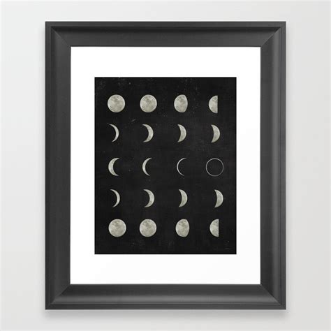 Moon Phases On Black Sky Framed Art Print By Peachandgold Society6