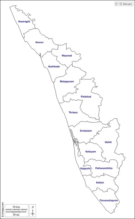 Kerala Free Map Free Blank Map Free Outline Map Free Base Map