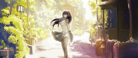 2560x1080 Anime Girl In Beautiful Dress Outdoors 4k