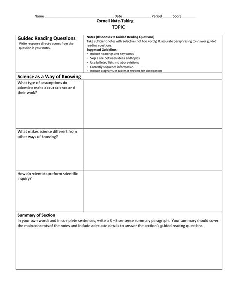 40 free cornell note templates with cornell note taking. Blank Outline Template For Note Taking | HQ Template Documents