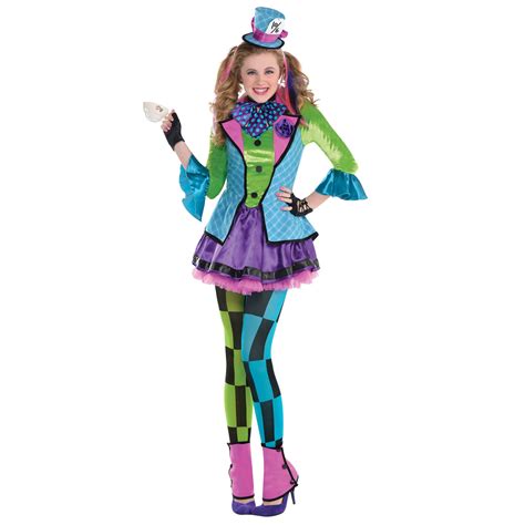 Teens Kids Sassy Mad Hatter Costume Girls Alice Book Week Day Fancy