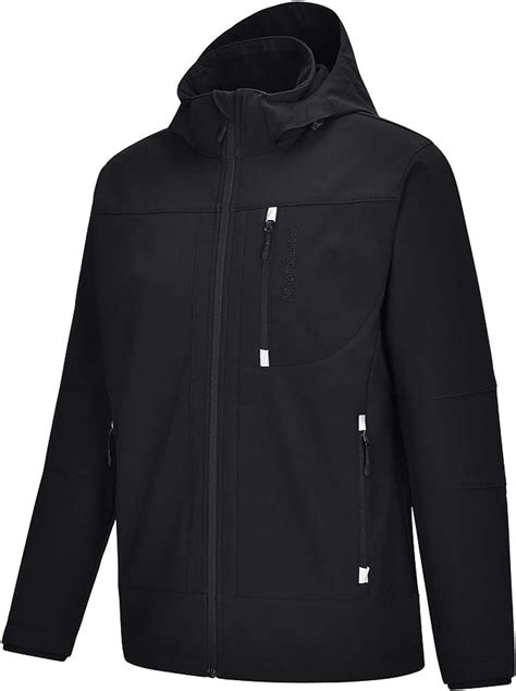 Mens Fleece Lined Softshell Jacket With Removable Hood Waterproof