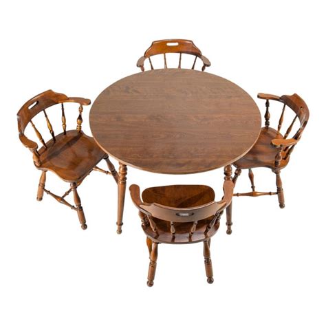 Ethan Allen Heirloom Nutmeg Maple Dining Table And Chairs Chairish