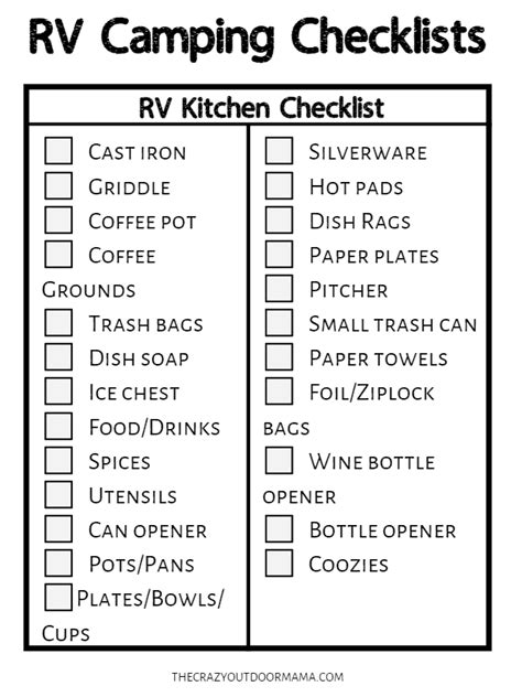 Free Rv Checklist Printable Packing List Must Have Mom Camping