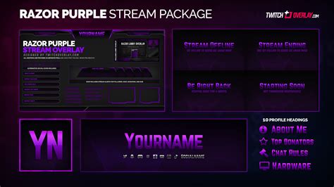 Razor Purple Stream Package For Twitch And Streamlabs Obs