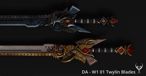 3d Model Da W1 01 Twylin Blade Dual Wield Sword With Buckler Vr Ar