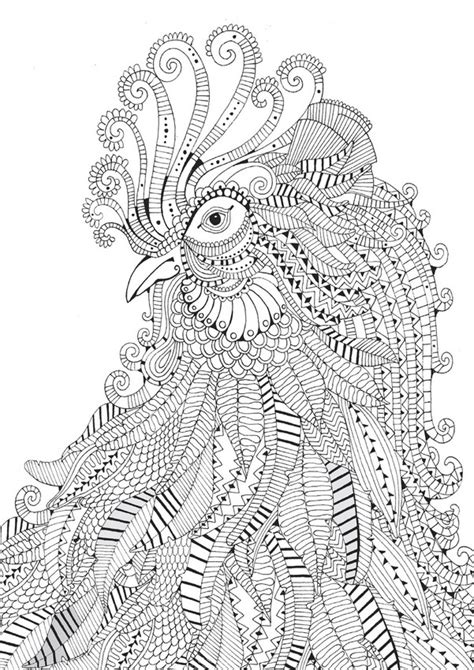 Art Therapy Coloring Page Animals Rooster 1
