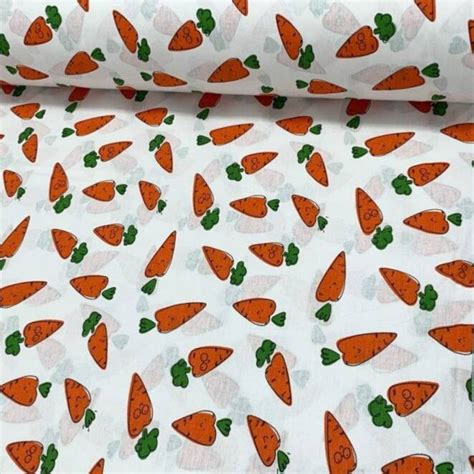 Carrot Fabric By The Yard Easter Theme 100 Cotton Poplin Etsy