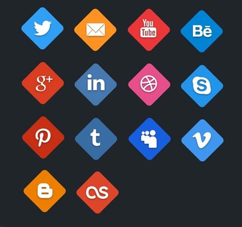 Free Flat Social Hex Icon Set Psd Titanui