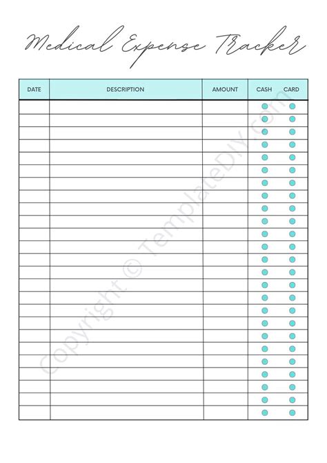 A Printable Medical Expense Tracker Premium Template Can Be Used To