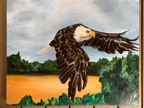 Acrylic Bald Eagle Painting On Stretched Canvas Wildlife Etsy Canada