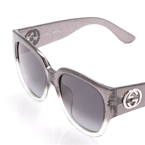 Gucci Glitter Square Optyl Sunglasses 3836 F S Black Silver 257343