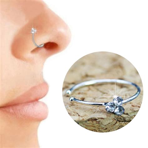 1PC Crystal Rhinestone Bone Stud Surgical Steel Nose Ring Body Piercing