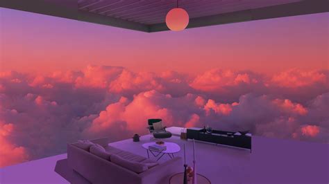 Indig0 Vaporwave Sunset Digital Art Clouds Room 4097x2304