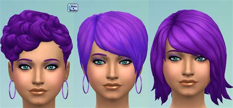 Sims 4 Hairs Mod The Sims Recoloured Hairstyle Set In Deep Purple By