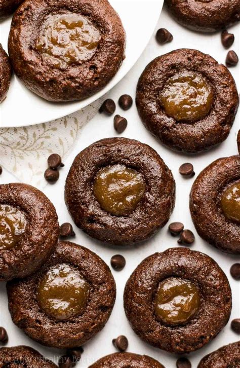 Healthy Dark Chocolate Salted Caramel Thumbprint Cookies Amy S