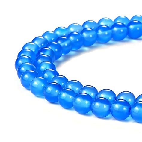 Beadnova Blue Agate Beads Natural Crystal Beads Stone Gemstone Round