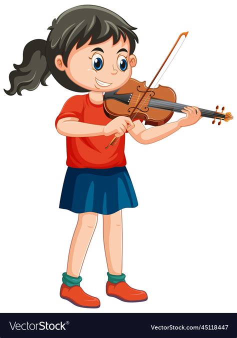 A Girl Playing Violin Musical Instrument Vector Image