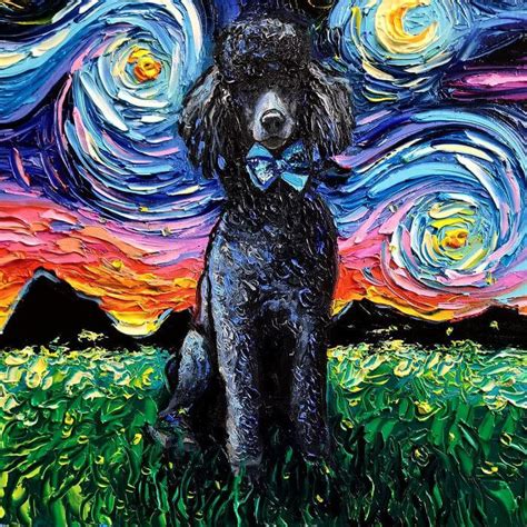 Unusual Starry Night Dog Painting Series Design Swan