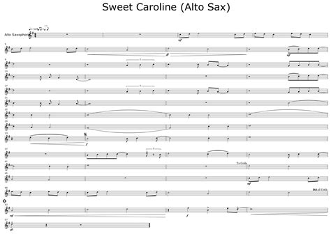 Sweet Caroline Alto Sax Sheet Music For Alto Saxophone