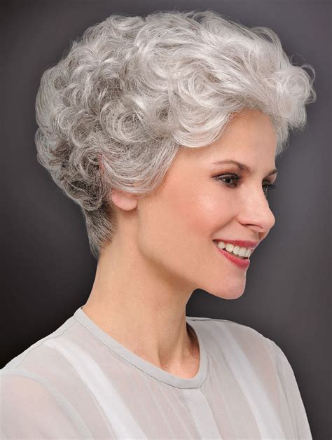Monofilament Curly 6 Inches Cropped Best Grey Wigs