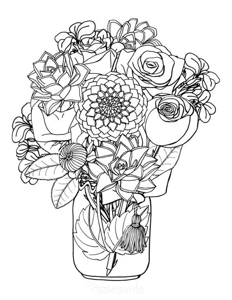 Detailed Flowers Coloring Pages Coloring Home