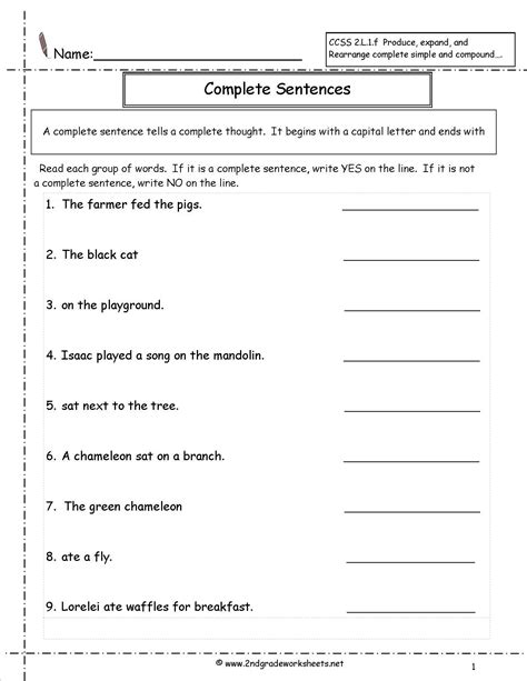 Worksheet Complete Sentences Worksheets Complete Sentence — db-excel.com