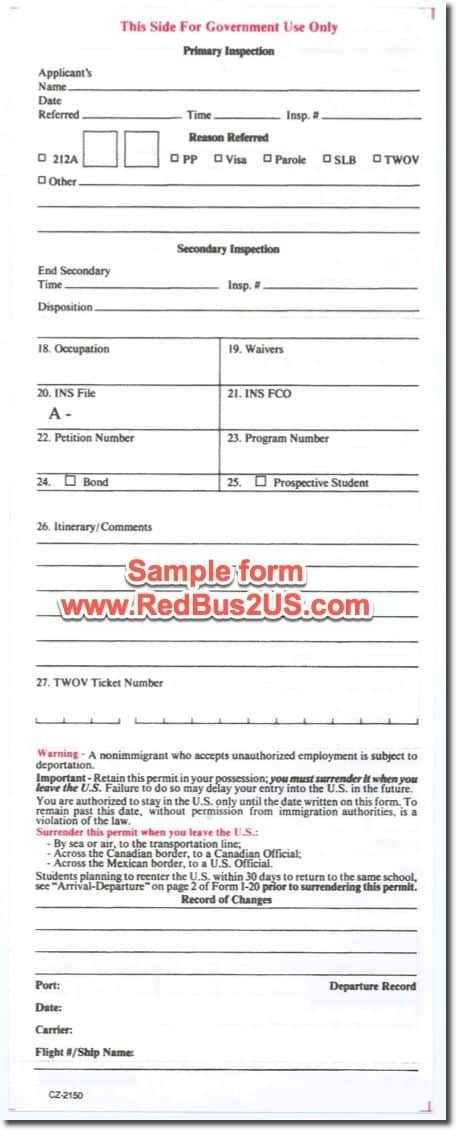 How To Fill I 94 Form Arrival Departure Card For Usa