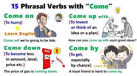15 Phrasal Verbs With Come Come On Come Down Come In Come Up Come