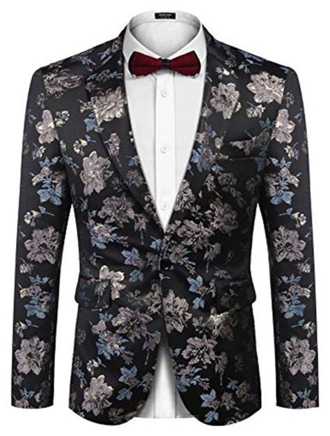 Buy COOFANDY Men S Floral Blazer Slim Fit Dinner Tuxedo Prom Wedding