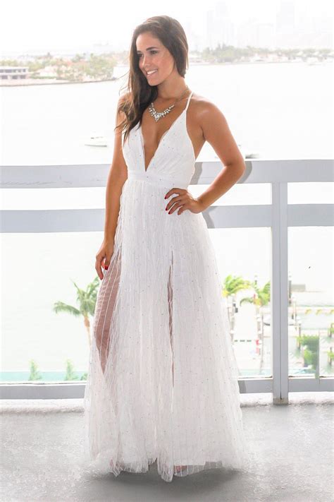 White Tulle Maxi Dress With Criss Cross Back Maxi Dresses Saved By The Dress
