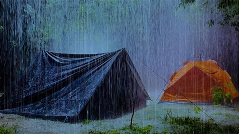Loud Thunderstorm And Rain ⚡⛈ Heavy Rainfall On Tent And Very Strong